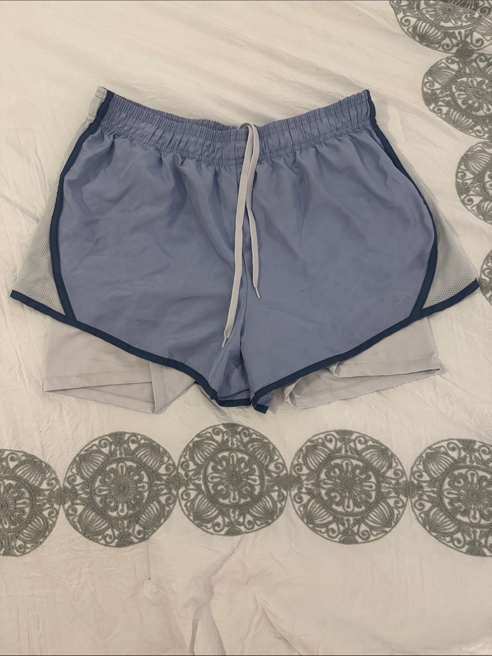 N.Y.L  Women’s  Light Blue Athletic Running Shorts with Drawstring size L